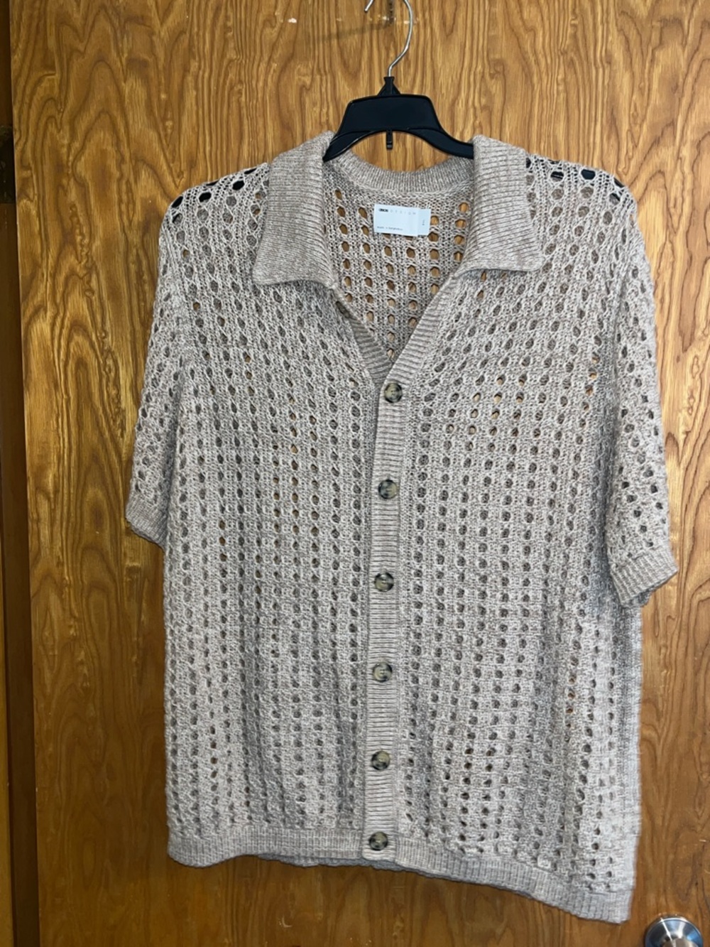 ASOS Taupe Open-Knit Short Sleeve Cardigan - Picture 4 of 10